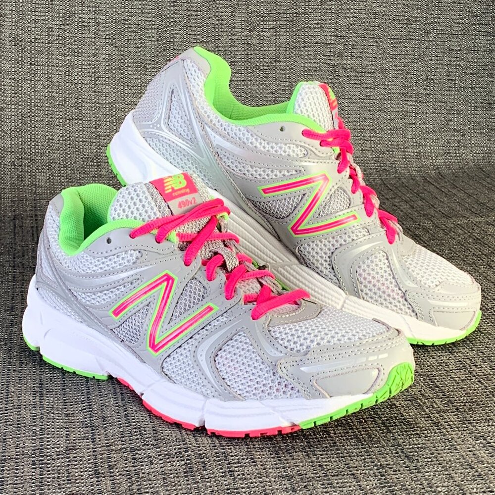 New Balance 490V2 Running Shoes - Womens 8 - sneakers W490SGL2 gray pink green
